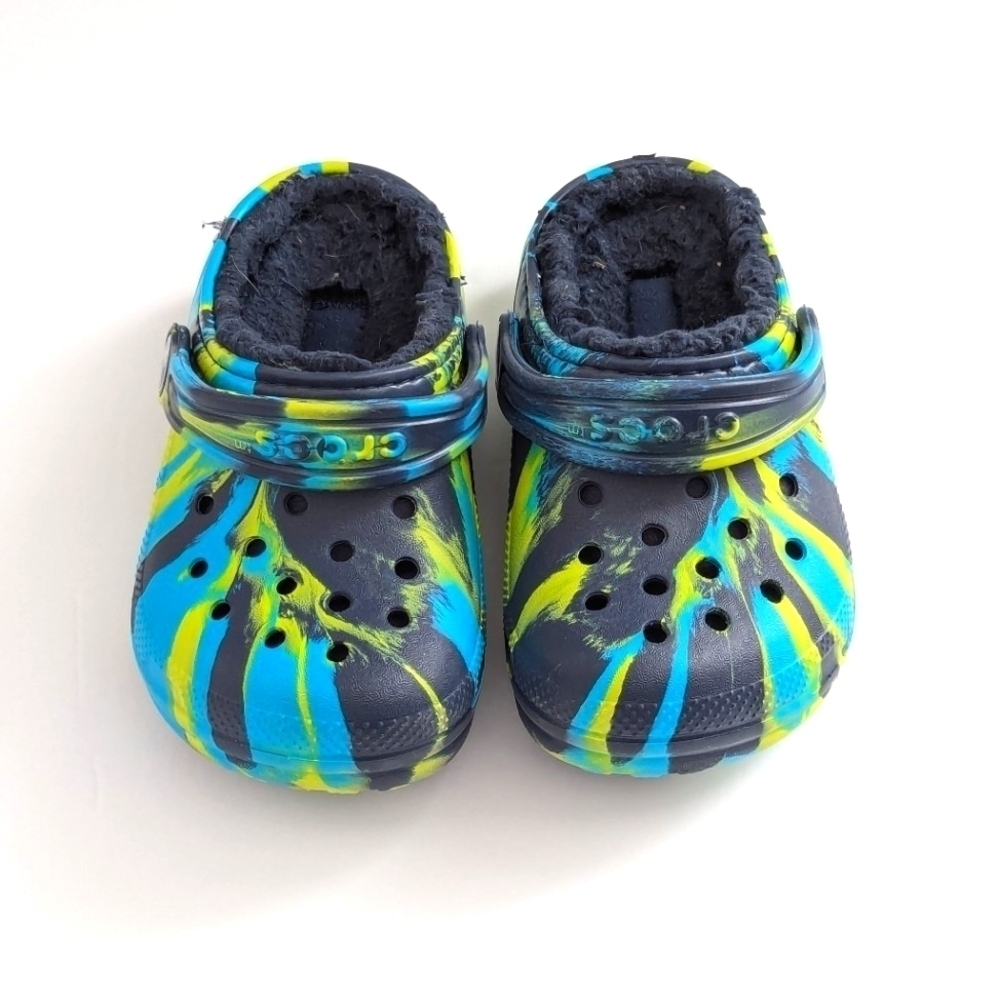 Crocs Classic Marbled Tie Dye Lined Clog, Kids' Slippers, Size 8 Unisex